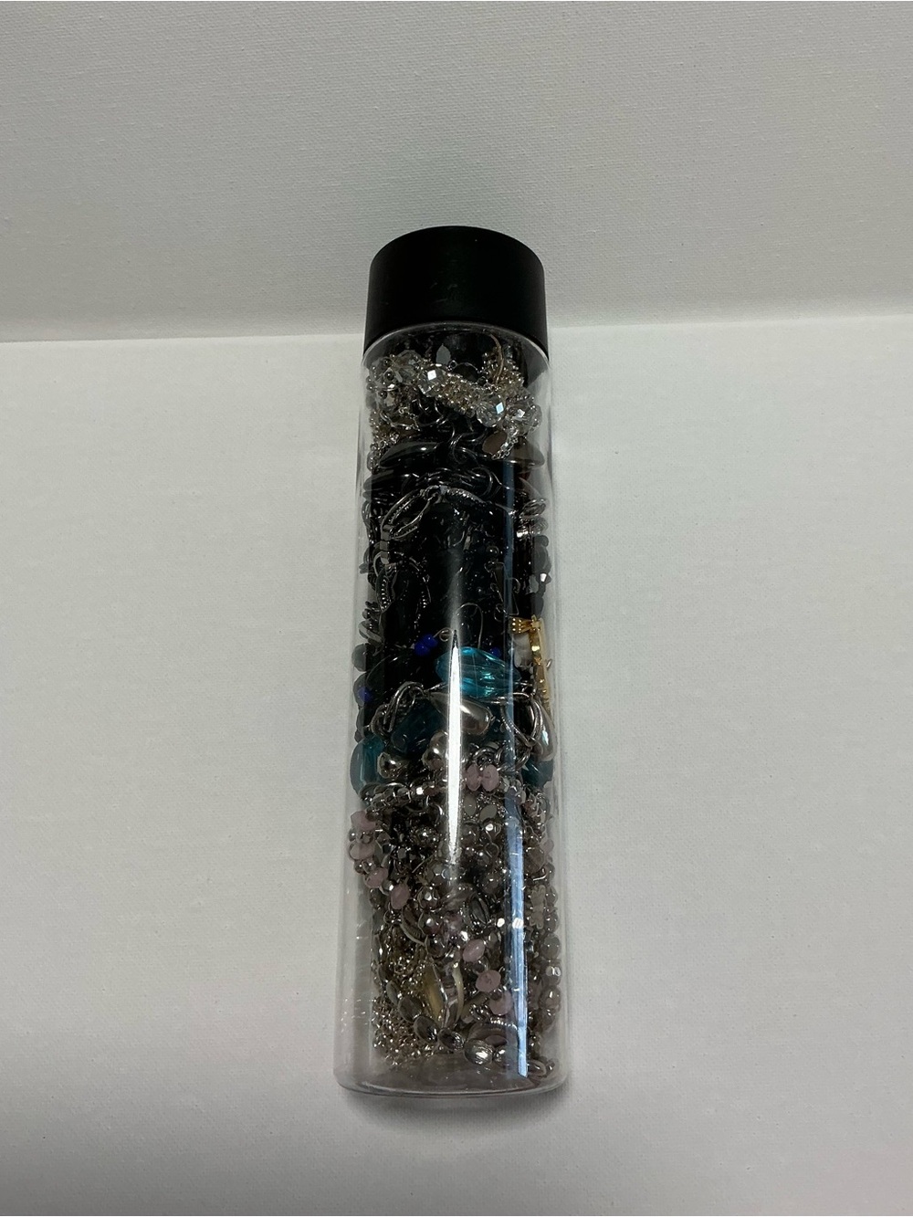 Clear Jewelry Tube Filled with 25 Mixed Costume Jewelry Multicolor Items. - Picture 3 of 15